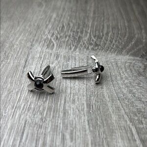 PIONEER Silver and Black Modern Cuff Links